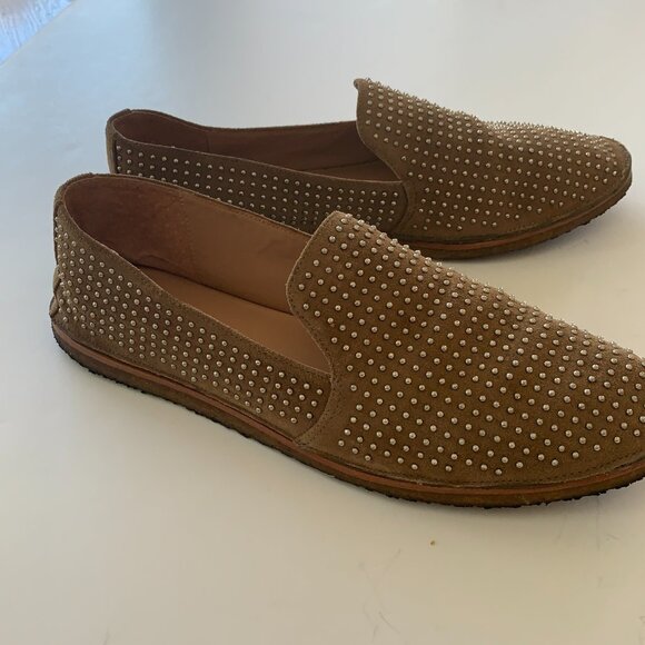 Vince Camuto Signature Studded Suede Slip-On Flats Like New Size 10M Tobacco - Picture 9 of 12
